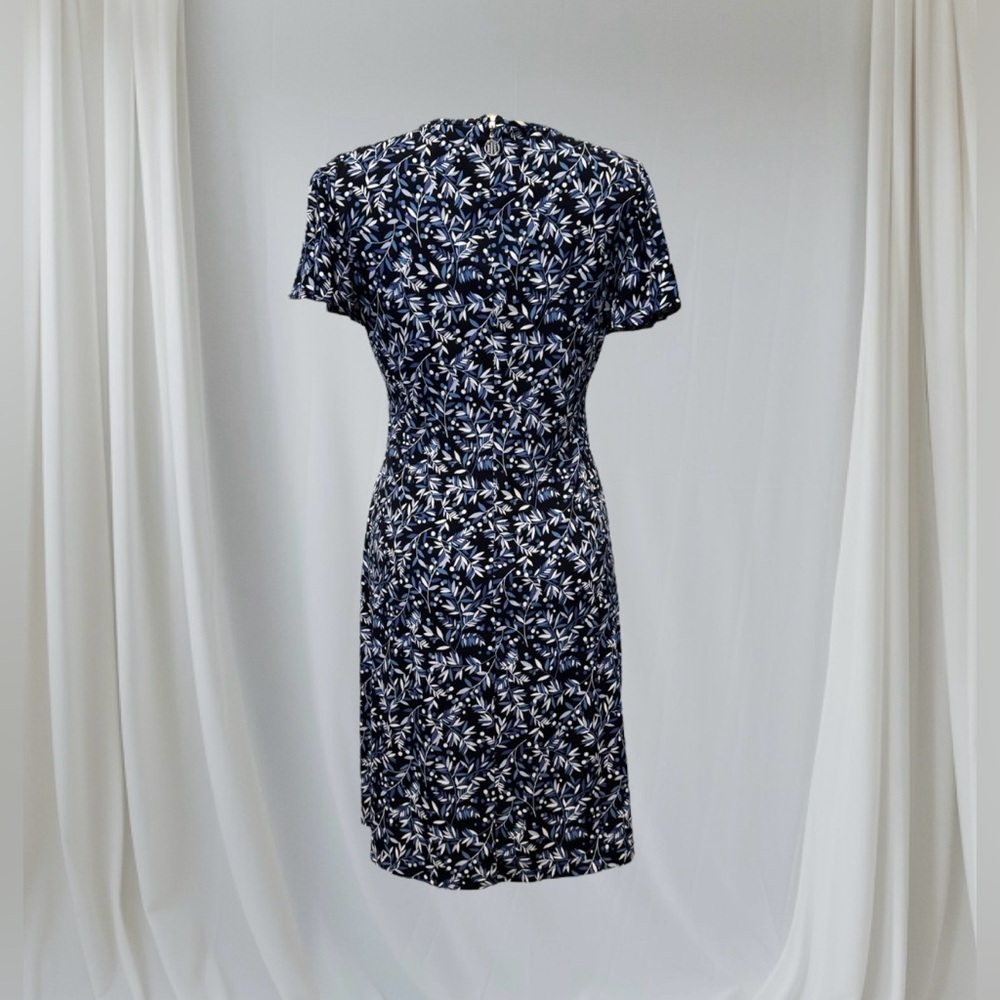 Tommy Hilfiger Blue and White Flutter Sleeve Sheath Dress - Picture 3 of 16